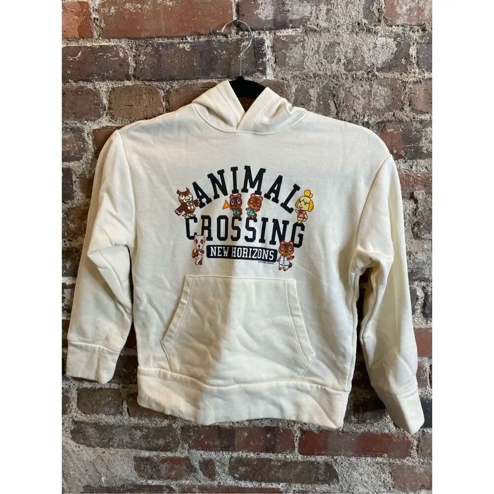 Animal Crossing OLD NAVY Cream Pullover Hoodie Sweater Girls Size Medium (8)